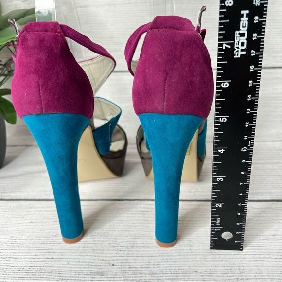 Sos Shoes of Sole Tri Color Peep Toe High Heel Size 8 - Picture 9 of 9